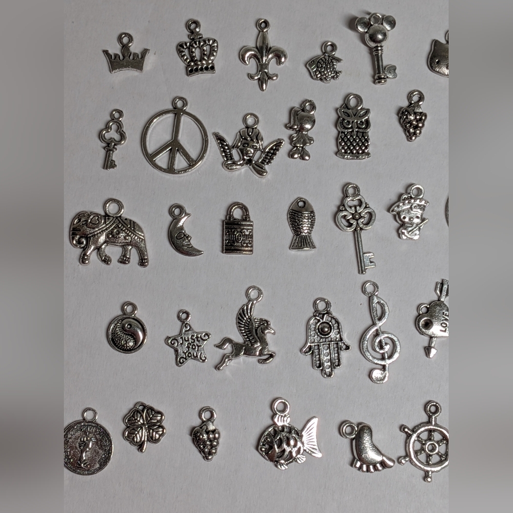50pcs Silver Charms for Jewelry Making Crafts - Picture 3 of 5